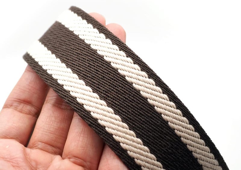 CRAFTMEMORE 1.5 Inches Cotton Webbing Strap, Spiral Pattern, Heavy Webbing Straps for Arts and Crafts, Luxury Bag Strap (50 Yards, Brown-Ivory) - Image 3